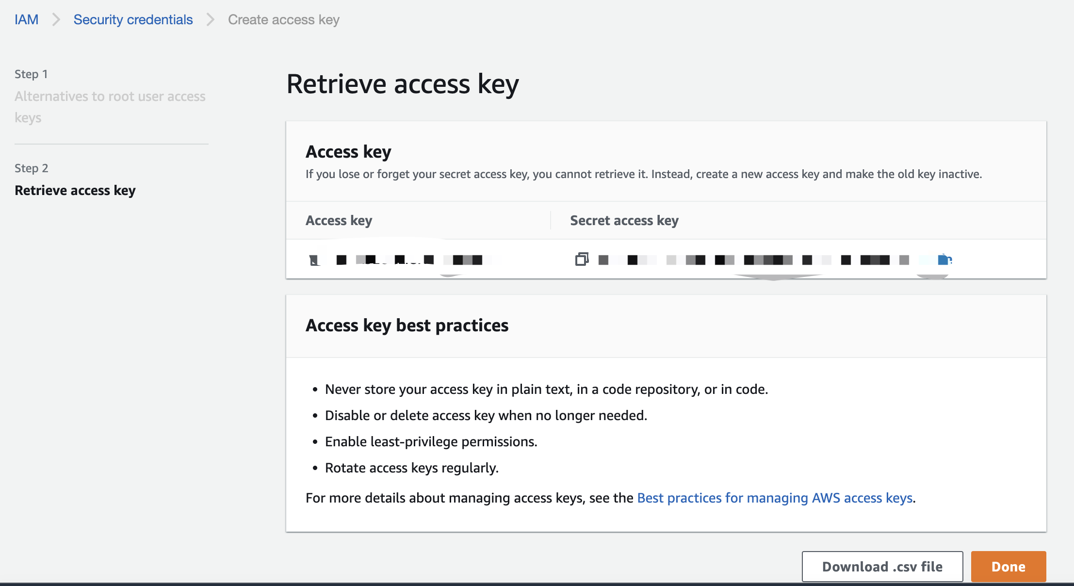 Retrieve Access Key
